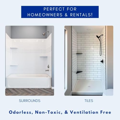 Ekopel Bathtub Refinishing Kit - Made in The USA - Odorless Non Toxic Tub and Tile Reglazing - Most Durable Never Peel Tub Paint Coating - 20X Thicker Than All Other Refinishing Kits - Gloss White