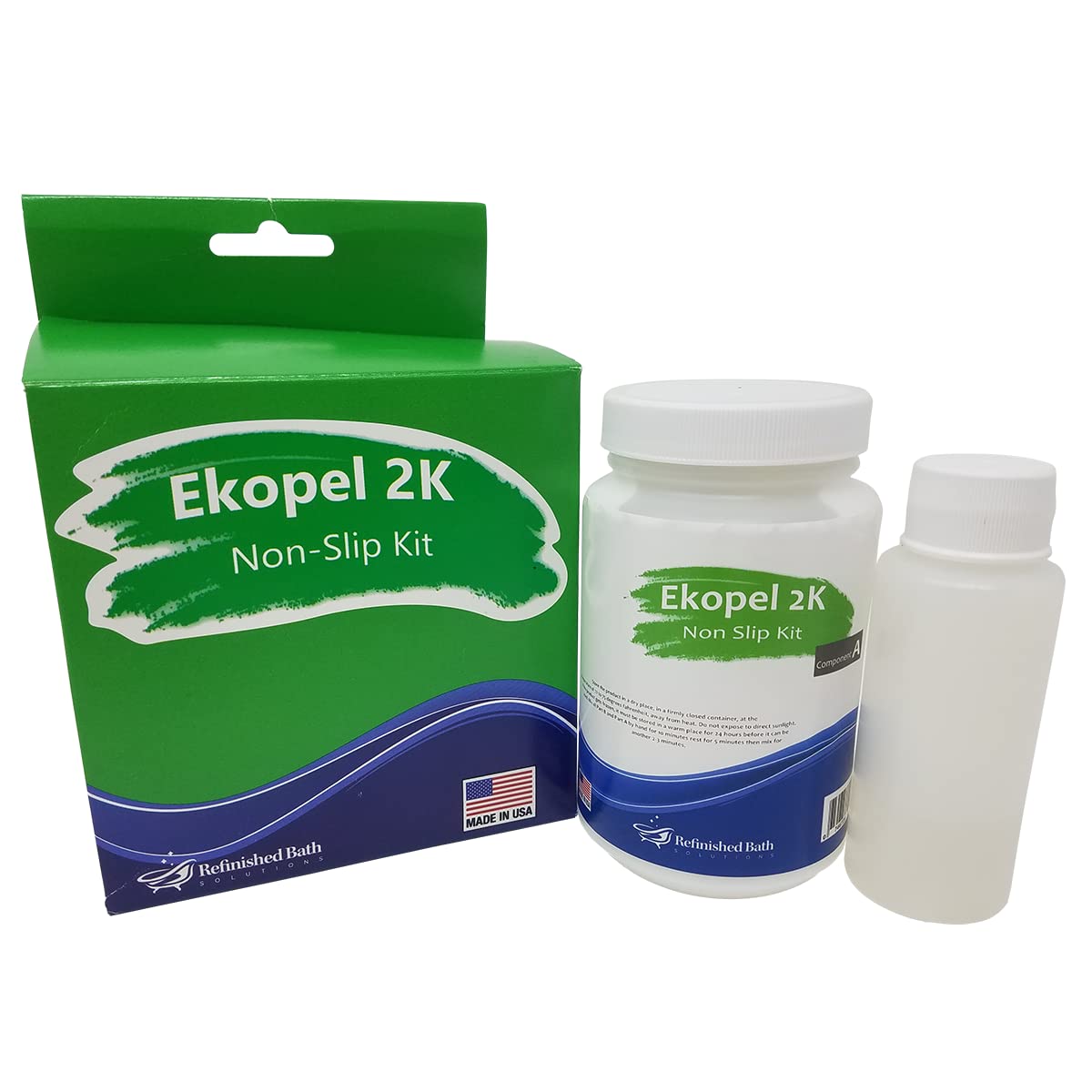 Ekopel 2K Non Slip Refinishing Kit - Odorless DIY Tub and Shower No Slip Kit - 20X Thicker Than Other Non Skid Coatings- No Peel Roll On Non Slip Coating (White) (Bright White)